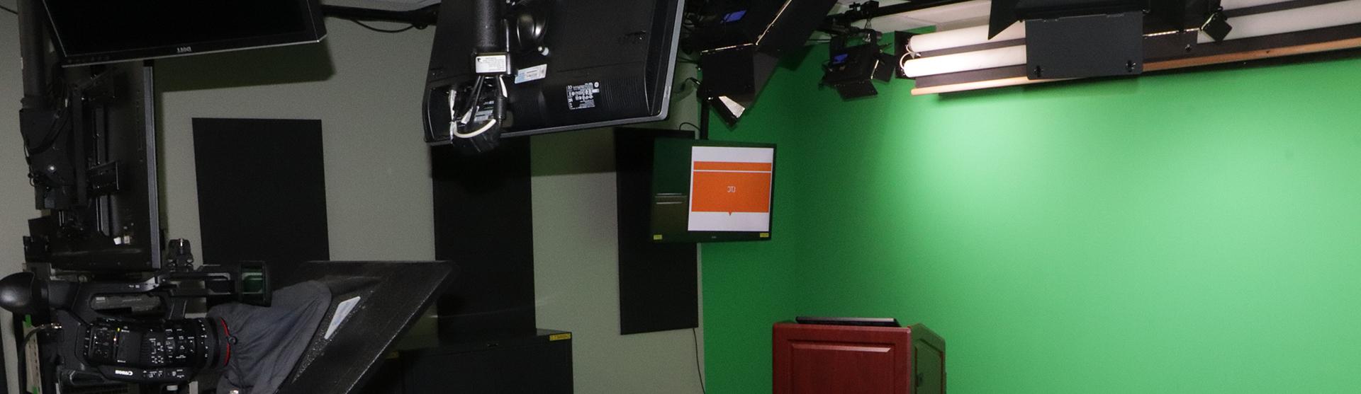 green screen in the media recording studio