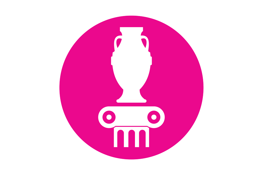 White pillar pot on a pink background.