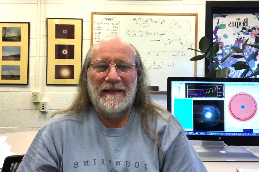 Pat Slane sits in his office.